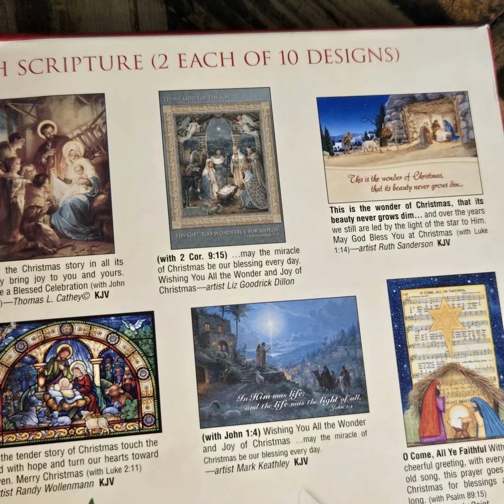 Leanin' Tree The Christmas Story Boxed Christmas Cards 20 Cards 22 Envelopes KJV